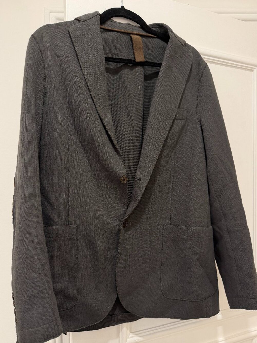 Men's Eleventy Grey Deconstructed Blazer Jacket Suede Elbow Patches